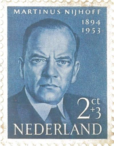 Postzegel met het portret van Nijhoff, geschilderd door Ton Kelder.  H.J.M.F. Lodewick, W.A.M. de Moor en K. Nieuwenhuijzen, Ik probeer mijn pen... Amsterdam 1979, p. 154