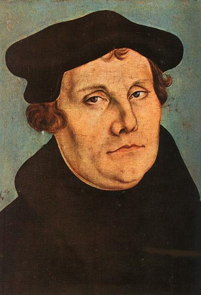 Martin Luther, portret door Lucas Cranach de Oudere uit 1529.  Florence, Galleria degli Uffizi.