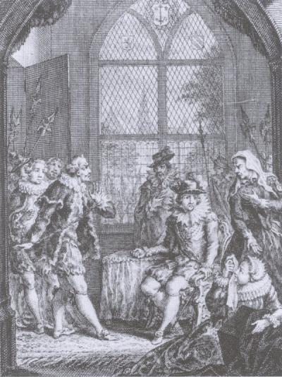 Gravure uit De Belegering van Haerlem (1770), een van de historische treurspelen van J.C. de Lannoy Vijfde bedrijf, veertiende scène.