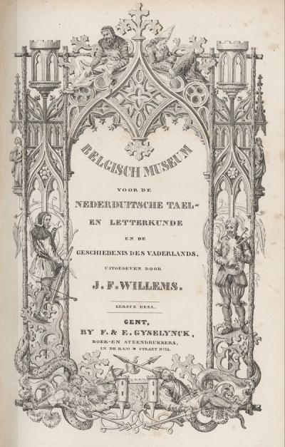 Omslag van J.F. Willems (red.), Belgisch museum voor de Nederduitsche tael- en letterkunde en de geschiedenis des vaderlands. Deel 1.