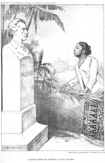   Prent bij de honderdste geboortdag van Multatuli. .  illustratie in: De Amsterdammer, 28 februari 1917.