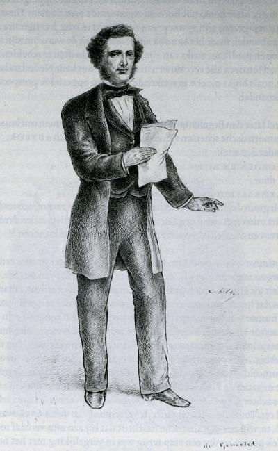   Peter de Génestet als voorlezer. Tekening door A. Ver Huell.  P.A. de Génestet. Tekening door A. Ver Huell. In: Olf Praamstra, Busken Huet, een biografie. Amsterdam 2007, p. 182.