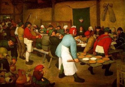 In 1568 schilderde Pieter Brueghel deze ‘Boerenbruiloft’.  Brueghel, ‘Boerenbruiloft’, 1568 (Kunsthistorisch Museum Wenen)