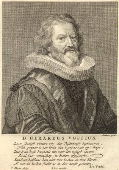 Portret van Vossius door J. Sandrart en P. Sluyter, met een lofdicht van Vondel.  http://www.dbnl.org/auteurs/beeld.php?id=voss001; collectie DNL
