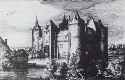   Het Muiderslot in 1617. Gravure van Claes Jansz. Visscher.  S. Groenveld, ‘Pieter Corneliszoon Hooft en de geschiedenis van zijn eigen tijd.’ In: S. Groenveld, Hooft als historieschrijver: twee studies. Weesp, 1981, p. 20