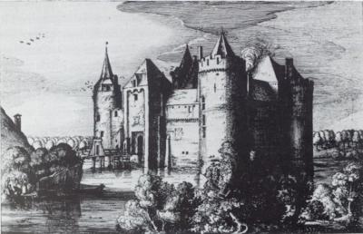   Het Muiderslot in 1617. Gravure van Claes Jansz. Visscher.  S. Groenveld, ‘Pieter Corneliszoon Hooft en de geschiedenis van zijn eigen tijd.’ In: S. Groenveld, Hooft als historieschrijver: twee studies. Weesp, 1981, p. 20