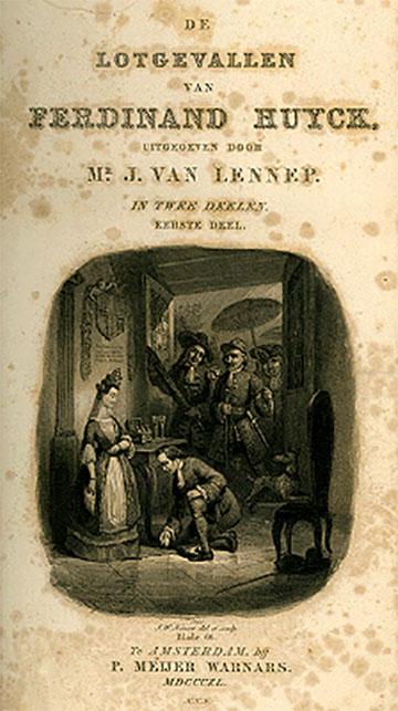Titelpagina van J. van Lennep, De lotgevallen van Ferdinand Huyck. (2 delen). P. Meijer Warnars, Amsterdam 1840 .