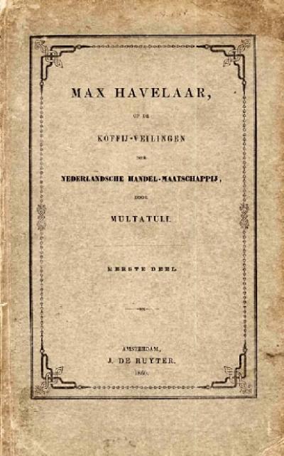 Omslag van Multatuli, Max Havelaar, eerste druk, 1860 Collectie UB Amsterdam.
