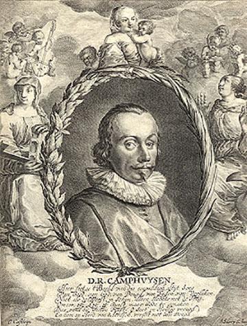 Portret van Camphuysen, gravure door C. Castleijn en S. Savrij.