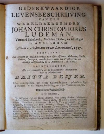 Franciscus Lievens Kersteman, Gedenk-waardige Levens-beschryving van […] Johan Christoforus Ludeman