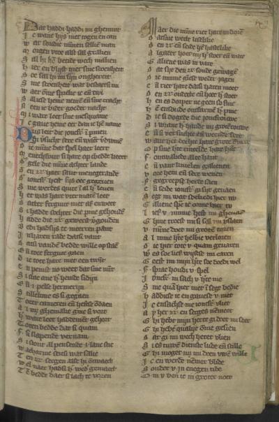 Bij fragment 2: Roman van Ferguut, het fragment begint bovenaan de rechter kolom - Leiden UB LTK 191 9r