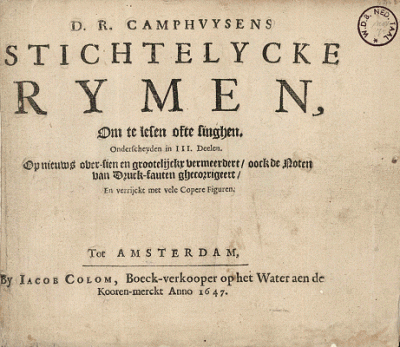 Stichtelycke rymen, om te lesen ofte singhen (1647)