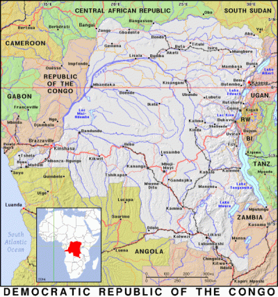 Democratic Republic of the Congo. Public domain maps, CIA