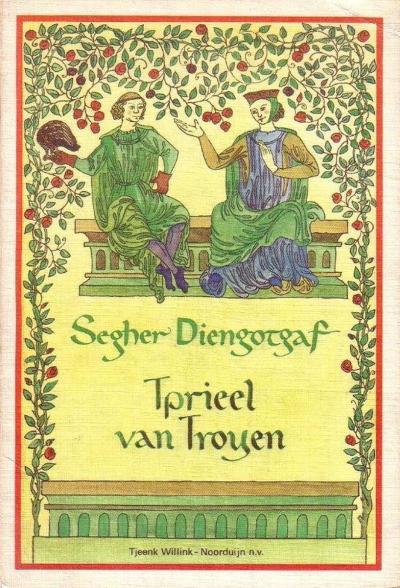 •	Moderne uitgave van een deel van Segher Diengotgafs Trojeroman. Op deze voorkant is, geheel in lijn met de tekst, een hoofs liefdeskoppel in een tuin te zien.