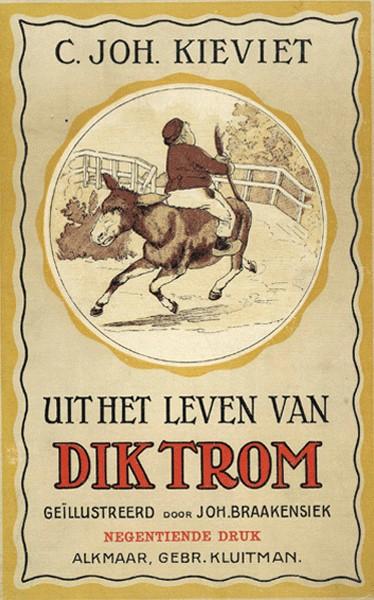 Omslag van "Uit het leven van Dik Trom" (°1891) door C. Joh. Kieviet. Met illustraties van Joh. Braakensiek. Gebroeders Kluitman, 19de editie (1927).