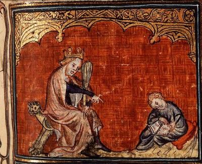 Koning Salomon als onderwijzer. Uit: The Hague, KB, 78 D 43, fol. 225r