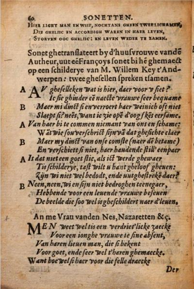 Het sonnet van Eleonora Carboniers in "Den hof en boomgaerd der poësien" 1565
