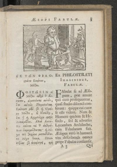 Pagina uit: "Fabulæ Æsopi Græce et Latine, nunc denuo selectæ", 1726