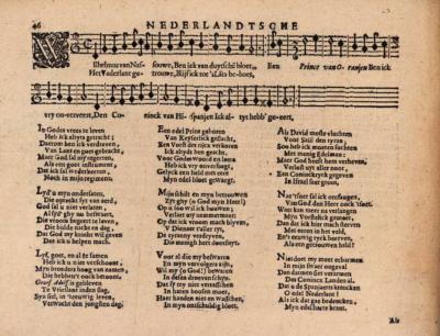 Wilhelmus door Adrianus Valerius in Nederlandtsche Gedenck-Clanck, 1626