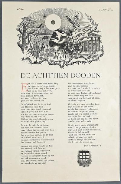 Prent van 'De achttien dooden' van Jan Campert.