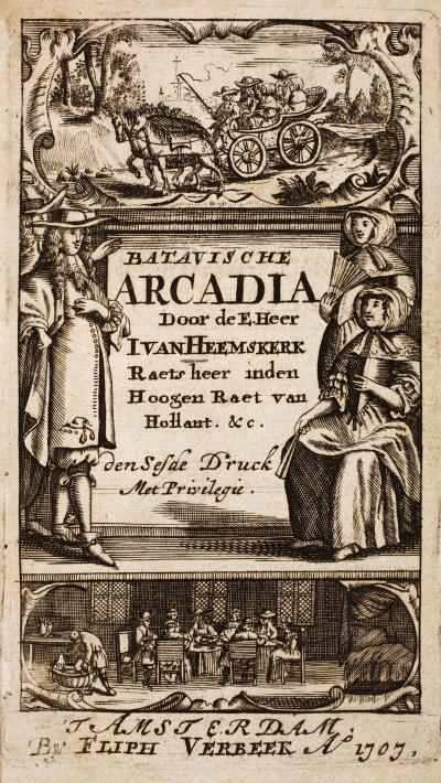 Titelpagina van Heemkerk's Batavische Arcadia, editie uit 1707