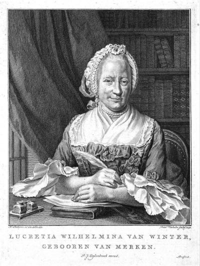 Portret van Lucretia Wilhelmina van Merken, door H. Pothoven/Rein. Vinkeles (1792).