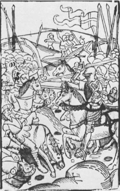 De slag bij Roncevaux. Een afbeelding uit Die alder excellenste cronyke van Brabant. 