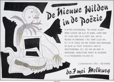Aankondiging optreden De Nieuwe Wilden, 1987. Uit de collectie van Atria, kennisinstituut voor emancipatie en vrouwengeschiedenis.