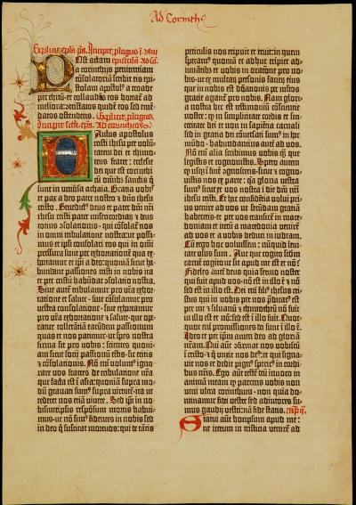 Blad uit de Gutenbergbijbel (Den Haag, Huis van het boek)