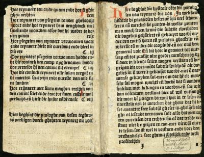 Begin van de tekst van Reynaert (Den Haag, Koninklijke Bibliotheek)
