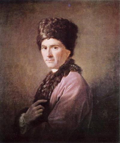 Portret van Jean-Jacques Rousseau in Armeens kostuum door Allan Ramsay, 1766.