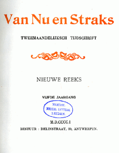 Van Nu en Straks. Nieuwe reeks. Jaargang 5, 1901