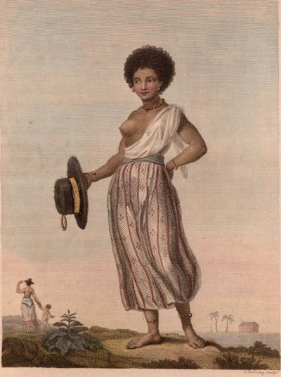 Portret van Joanna. Afbeelding uit J.G. Stedman, Narrative of a five years' expedition against the revolted negroes of Surinam. London, 1796.