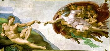 Michelangelo, ‘De schepping van Adam’ (ca. 1511). Fresco Sixtijnse Kapel, Vaticaanstad. 