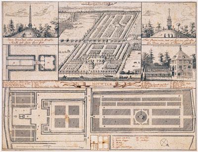 Het grondplan van Hofwijck, de buitenplaats van Constantijn Huygens