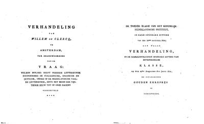 Titelpagina van Willem de Clercqs in 1824 verschenen boek over de invloed van buitenlandse literatuur op de Nederlandse. (Particuliere collectie)