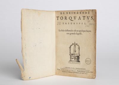 Titelpagina van de eerste druk uit 1645 van Geeraardt Brandt, De veinzende Torquatus