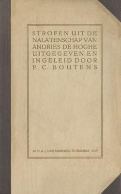 Omslag van Andries de Hoghe, Strofen uit de nalatenschap van Andries de Hoghe (1919). In werkelijkheid geschreven door P.C. Boutens.