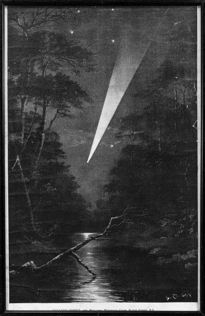 De komeet Halley, geschilderd door Rustwijk.