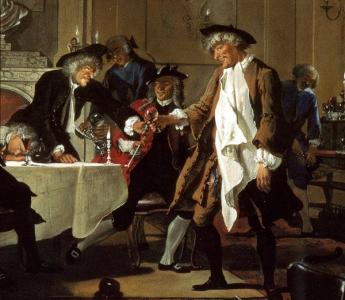   Dronkemanstafereel bij Cornelis Troost, ca. 1740. 