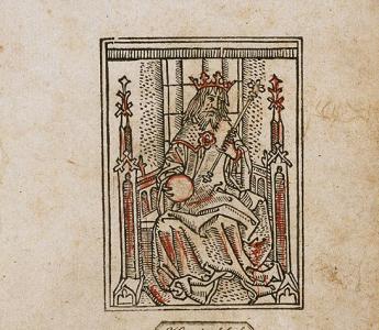 Titelblad van de oudste volledig overgeleverde druk van Karel ende Elegast.  Den Haag, Koninklijke Bibliotheek, 169 G 63, titelblad.