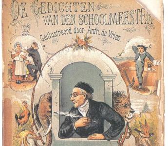 Omslag van de achtste druk van De gedichten van den Schoolmeester uit 1886, geïllustreerd door Anth. de Vries.  Anton Korteweg en Murk Salverda (red.), 't Is vol van schatten hier... (deel I). De Bezige Bij / Nederlands Letterkundig Museum en Documentatiecentrum, Amsterdam / 's-Gravenhage 1986, p. 44.