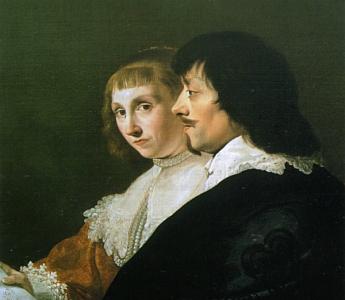 Dubbelprotret van Constantijn Huygens en zijn vrouw Susanna van Baerle, omstreeks 1635.  In: René van Stipriaan, Volle leven, 158 (Kon. Kabinet van schilderijen, Mauritshuis Den Haag).