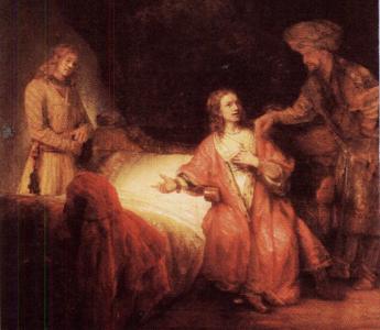 Adriana Noozeman als Jempsar, de vrouw van Potifar. Schilderij van Rembrandt, die in 1655 de opvoering van Vondels Joseph in Dothan gezien had. Potifar, die naast Ariana staat, werd gespeeld door haar echtgenoot Jillis Noozeman.  P.C. Hooft, Warenar. Geld en liefde in de Gouden Eeuw. Samengesteld door Lia van Gemert en Marijke Meijer Drees. Amsterdam 2002, p. 87.