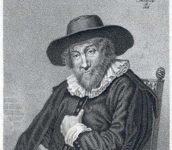Portret van Roemer Visscher op 71-jarige leeftijd, door J. Stolker/P.H.L. v.d. Meulen, naar F. Hals (1618).  http://www.dbnl.org/auteurs/beeld.php?id=viss004