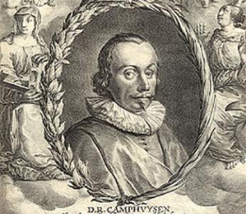 Portret van Camphuysen, gravure door C. Castleijn en S. Savrij.