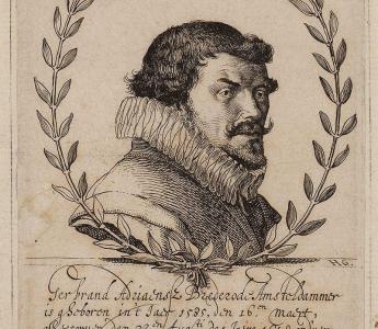 Portret van Gerbrand Adriaensz. Bredero. Reproductie naar gravure. 