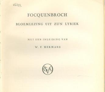 Titelblad van Willem G. van Focquenbroch, "Bloemlezing uit zijn lyriek"