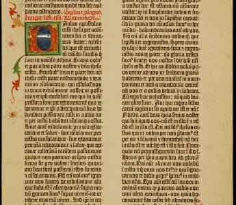Blad uit de Gutenbergbijbel (Den Haag, Huis van het boek)