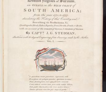 Titelpagina van J.G. Stedman, Narrative of a five years' expedition against the revolted negroes of Surinam. London, 1796.